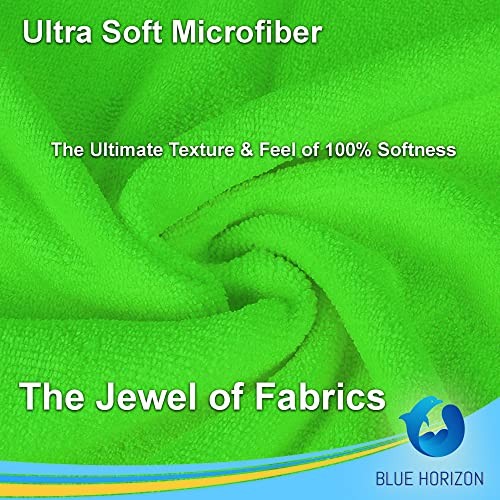 Blue Horizon Large Microfiber Cleaning Towels, 36-Pack Wash Cloths, Ultra Soft Plush Microfiber Cleaning Cloth, Products (Green, 16" X 16") - color: Green, size: 16" x 16"