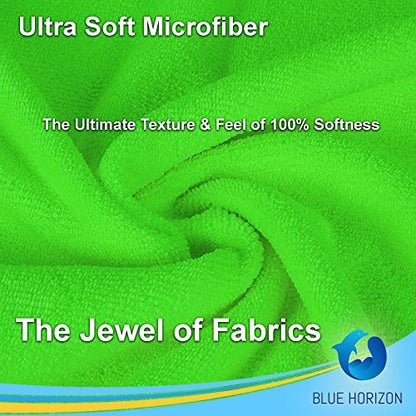 Blue Horizon Large Microfiber Cleaning Towels, 36-Pack Wash Cloths, Ultra Soft Plush Microfiber Cleaning Cloth, Products (Green, 16" X 16") - color: Green, size: 16" x 16"