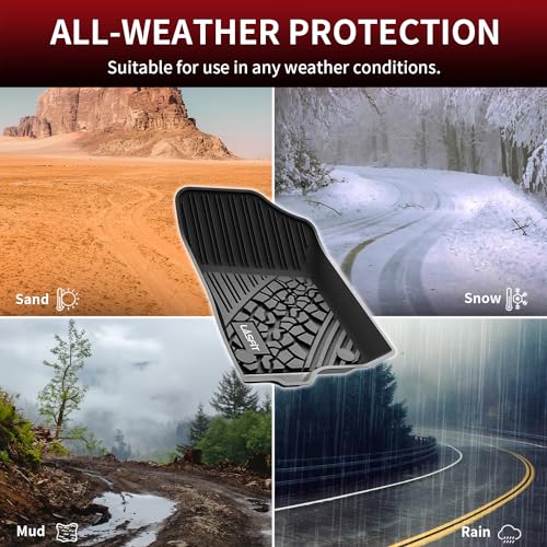 LASFIT Floor Mats for Jeep Gladiator JT 2020-2025 2026 All Weather TPE Custom Fit Pickup Truck Mats Floor Liners 1st & 2nd Row, Black - style: Gladiator 2020-2026 Floor Mats