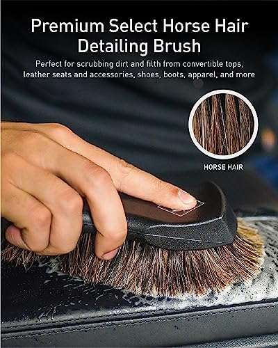 Fantasticlean 9PCS Car Interior Detailing Set, Microfiber Cloth & Applicator, Double-Head Detailing Brushes, Natural Bristles, Scratch-Free, Ultra-Soft for Seats Leather Care or Cleaning - size: IT-ACS03-NT