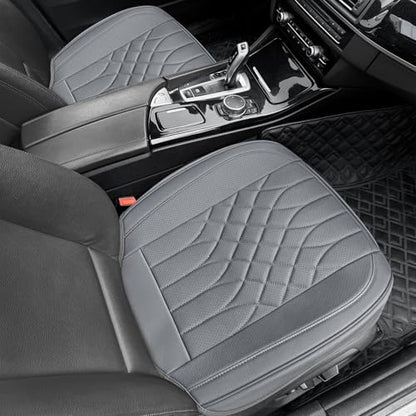 BOPUOVRE 2-Pack Leather Front Car Seat Covers - Bottom Car Seat Covers Fully Wrapped, Non-Slip and Waterproof, Fits Most Vehicles Gray - color: gray, size: 2 piece