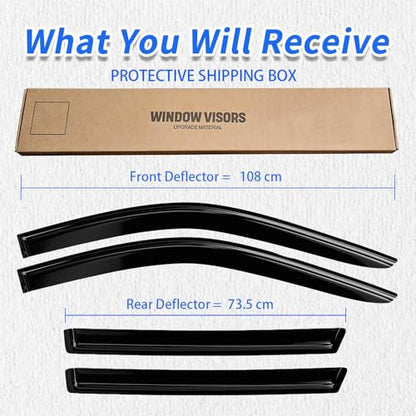 Window Rain Guards Compatible 2013-2018 Nissan Altima 4PC Window Visors Vent Shade Deflector Tape On - size: 13-18 Nissan Altima