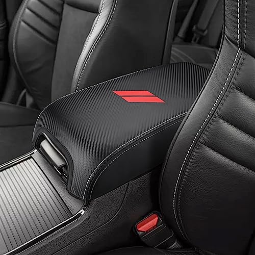 INTGET Center Console Cover for Dodge Charger Accessories 2011-2020 2021 2022 2023 for Chrysler 300 2015-2022 Leather Armrest Cover Console Lid Protector Cushion Pad(Carbon Fiber Texture, Leather) - color: Black with carbon fiber texture, size: Leather