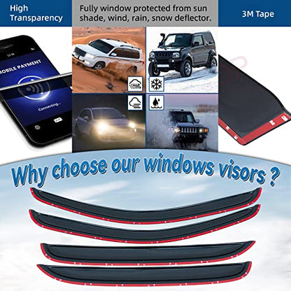 Set of 4 Front+Rear Smoke Sun/Rain Guard Outside Mount Tape-On Acrylic Window Visors Compatible with 07-14 Avalanche Suburban Yukon XL Silverado Sierra 1500 2500 3500 HD Crew Cab - size: for 2007-2014 Chevy & GMC