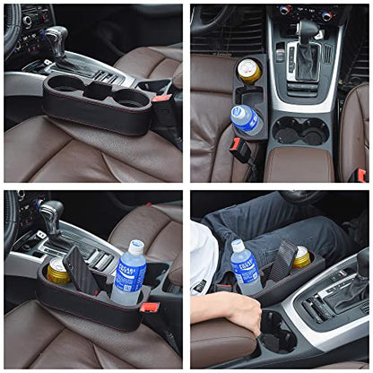Black Multifunctional Car Cup Holder Car Seat Organizer Gap Filler Bottle Phone Storage Organizer - color: Black