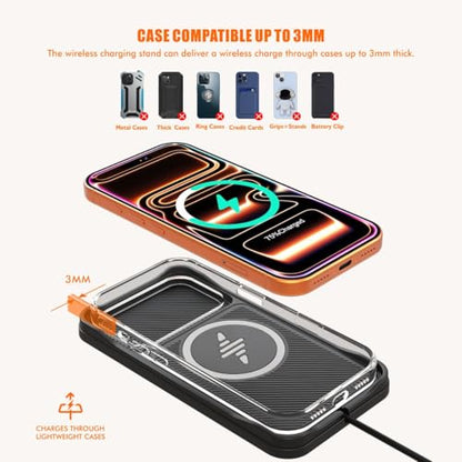 Wireless Car Charger Pad, 15w Fast Car Wireless Chargers Charging pad Non Slip Charger for Car Wireless Phone Charger for iPhone 17/16/15/14/13/12 Pro, SE3/SE2/XS/X/XR/8, 30cm Cable - color: Black-30cm Cable