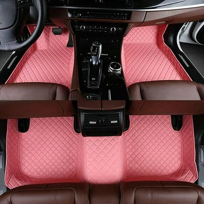 Custom Making Car Floor Mats for 96% Car Model Luxury Leather All Weather Waterproof Anti-Skid Full Coverage Liners (Pink) - color: pink