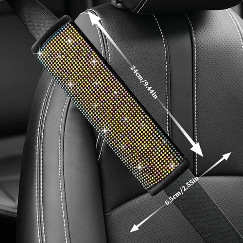 2PCS Bling Seat Belt Covers, Seat Belt Cover Pad, Car Seatbelt Shoulder Pads with Rhinestone, Auto Accessories Comfortable Automotive Neck Shoulder Mat Cushion for Car Truck SUV (AB) - color: AB