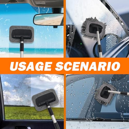 2026 New Car Windshield Cleaner Tool,Telescopic Inside Windshield Cleaning Tool with 180° Swivel & Microfiber Pad,Universal Car Window Cleaner Tools for Cars Trucks SUVs