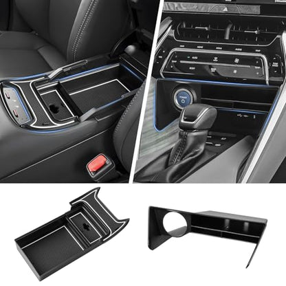 Autorder 2PCS Center Console Organizer for 2021-2024 Toyota Venza Accessories Armrest Storage Box Secondary Insert Tray Center Console Armrest Tray with Nonslip Mats - size: 2021-2024 Toyota Venza 2PCS