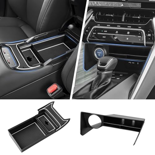 Autorder 2PCS Center Console Organizer for 2021-2024 Toyota Venza Accessories Armrest Storage Box Secondary Insert Tray Center Console Armrest Tray with Nonslip Mats - size: 2021-2024 Toyota Venza 2PCS