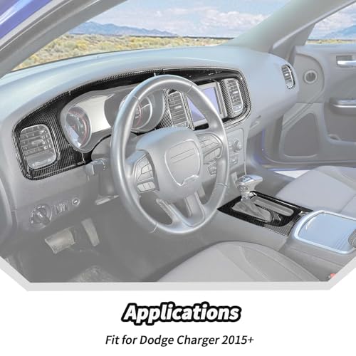 JeCar 6pcs Carbon Fiber Interior Trim Kit for 2015-2024 Dodge Charger Interior Accessories