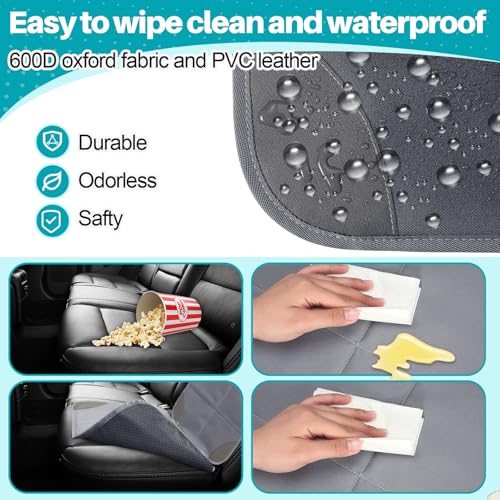 Aurelema 2 Pcs Car Seat Protector with Non-Slip Backing and Mesh Pockets 600d Fabric Child Car Seat Covers Waterproof, Durable for Baby and Pet, Sedan SUV Truck (Gray) - color: Gray