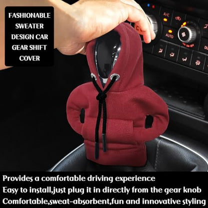 vvag Gear Shift Hoodie, Hoodie Car Gear Shift Cover, Car Shift Knob Hoodie, Automotive Interior Accessories, Universal Fit Knob Cover Gift (Red) - color: Red