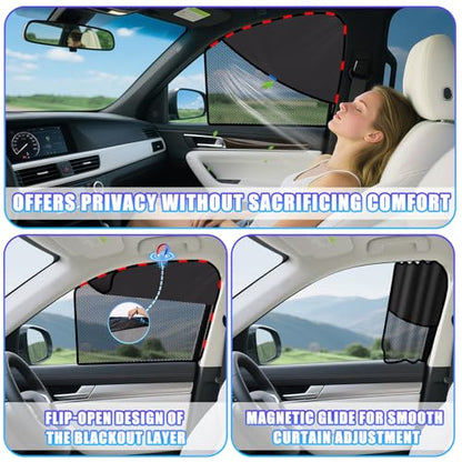 ZATOOTO Car Window Shades Upgraded Driver Side Window Shade with Blackout Layer Foldable Desgin Adjustable Half-Blackout & Mesh Design Just Snap by Magnet Universal for Most Cars - color: Gray