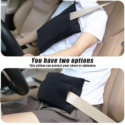 Super Soft Seatbelt Pillow, Seat Belt Pillow for Mastectomy Post-Surgery, Seat Belt Cushion for Heart Surgery Recovery, Hysterectomy Abdominal Incision Recovery Seatbelt (Black, Large) - color: Black