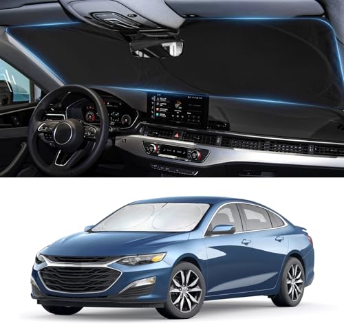 Sun Shade for Malibu Windshield Sunshade Custom fit for Chevrolet Chevy Malibu Accessories 2016-2024 2025 Foldable Front Window Cover Retractable Sun Visor Protector Keep Interior Cool - size: Fit Malibu 19-26