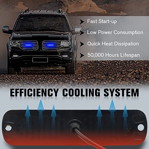 DIBMS LED Emergency Strobe Lights Bar 8x Blue 6 LED Strobe Warning Emergency Flashing Light Caution Construction Hazard Light Bar For Car Truck Van Off Road Vehicle ATV SUV Surface Mount - color: Blue
