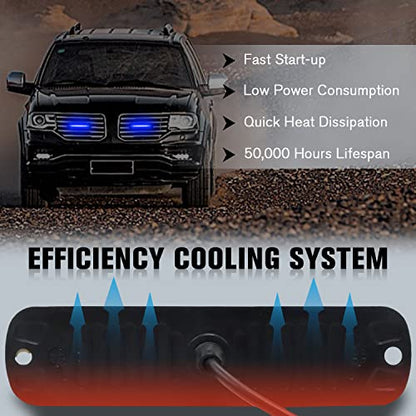 DIBMS LED Emergency Strobe Lights Bar 8x Blue 6 LED Strobe Warning Emergency Flashing Light Caution Construction Hazard Light Bar For Car Truck Van Off Road Vehicle ATV SUV Surface Mount - color: Blue