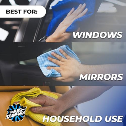 The Rag Company - Standard Waffle Weave Microfiber Towels (2-Pack) Detailing, Window, Glass and Drying, Wax & Polish, Lint-Free, Streak-Free, 370gsm, 16in x 24in, Royal Blue - color: Royal Blue, size: 16in x 24in