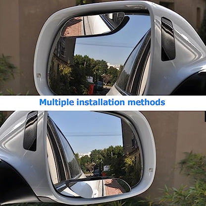 AICEL Blind Spot Car Mirror, 2 Pack 360° Adjustable Convex Rear View Mirror, HD Glass Wide Angle Frameless Rectangular Shaped Car Side Mirror, Self Adhesive Safety Security Blind Spot Mirror