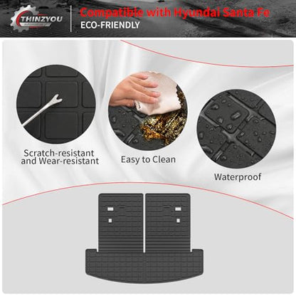 Cargo Mat Compatible with 2024 2025 2026 Hyundai Santa Fe Trunk Liner Cargo Liner TPE All Weather Back Seat Cover Protector Santa Fe Accessories (2024-2026,Trunk Mat with Backrest Mat) - style: For Hyundai Santa Fe | 2024-2026
