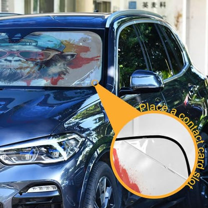 Windshield Sun Shade Gorilla Monkey Front Window Block UV Shades Visor Reflective Retractable for Car SUV Trucks - color: F024