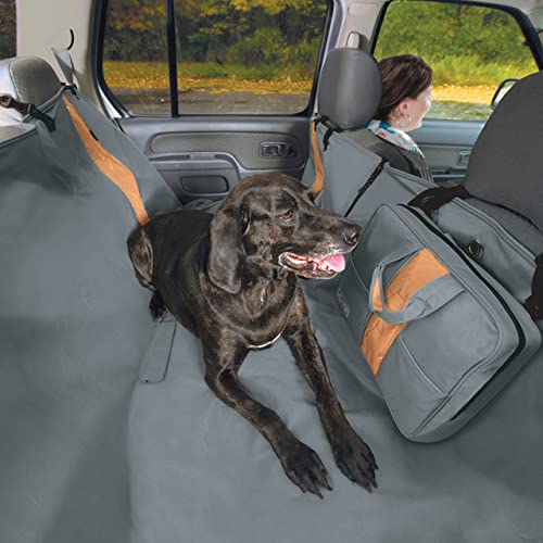 Kurgo Dog Hammock Car Seat Cover for Pets, Car Hammocks for Dogs, Water, Resistant, Wander, Heather, Journey, Half, Coast to Coast, Cars, Trucks, SUVs, Black, Grey, Charcoal Grey/Khaki - color: Charcoal Grey, size: 55" Wide, style: Hammock