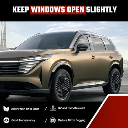 Tape-On Rain Guards Compatible with Nissan Pathfinder 2021-2024 Black Extra Durable Shatterproof Side Window Deflectors, Vent Window Visors, Wind Deflectors - 4 PCS - size: Fit for Nissan Pathfinder 2021-2024 Tape On
