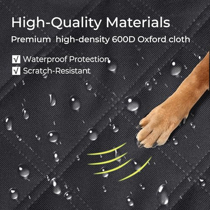 Front Seat Dog Cover for Car SUV Truck, Waterproof 600D Oxford Cloth Pet Seat Protector with Side Flaps, Durable Dog Seat Cover Front Passenger for Bucket Seat/Captain Chair, Full Protection (Black)