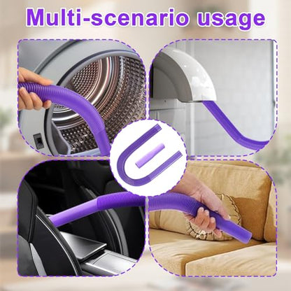 Upgraded Dryer Vent Cleaner: Universal Vacuum Hose Kit Attachment for Lint Removal Fits All Vacuums Cleaner Dryer Cleaning Tools for Clogged Ducts (Purple) - color: Purple