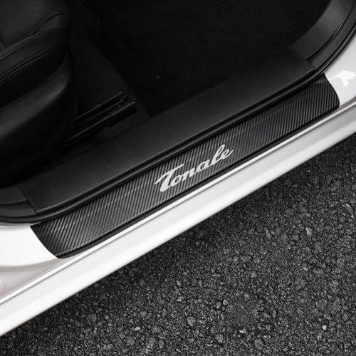 LEXLEY for Alfa Romeo 2024 Tonale Carbon Fiber Style Leather Door Sill Protector Anti-Dirty Scuff Plate Cover Guard Sills Protector Trim,Welcome Pedal Protect 4PCS -Sliver - color: SILVER