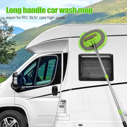 62'' Car Wash Brush with Long Handle Car Wash Mop Mitt Chenille Car Cleaning Kits Windshield Window Squeegee Car Duster Microfiber Towel Gloves for Cars RV SUV Truck 11PCS - color: 11pcs