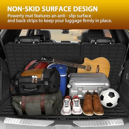 Powerty Floor Mats for 2021-2025 2026 Chevrolet Chevy Tahoe/GMC Yukon 7 Passenger Car Mats, All Weather TPE Custom Cargo Liner Seat Back Covers Protectors Full Set Car Accessories (Not for Yukon XL) - size: 2)Chevy Tahoe/GMC Yukon 7Seater｜21-26｜Full Set