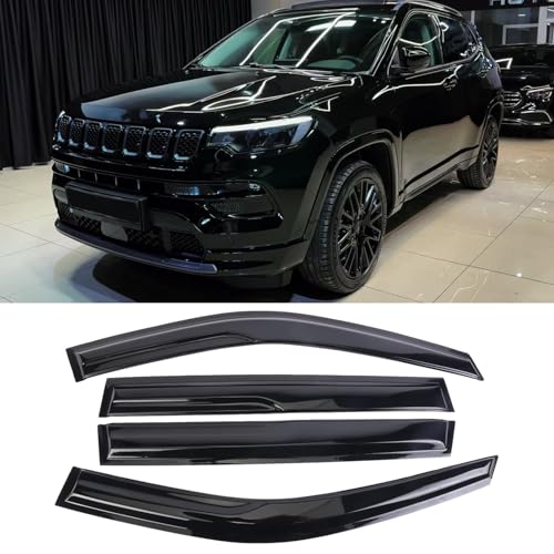 Rain Guards Tape-On Window Vent Visor Fit 2017-2023 Jeep Compass Window Wind Deflector 4pcs Vent Shade，Rain Deflectors Accessories，rain Guards Accessories - size: 2017-2023 Jeep Compass