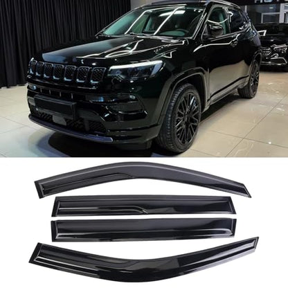 Rain Guards Tape-On Window Vent Visor Fit 2017-2023 Jeep Compass Window Wind Deflector 4pcs Vent Shade，Rain Deflectors Accessories，rain Guards Accessories - size: 2017-2023 Jeep Compass