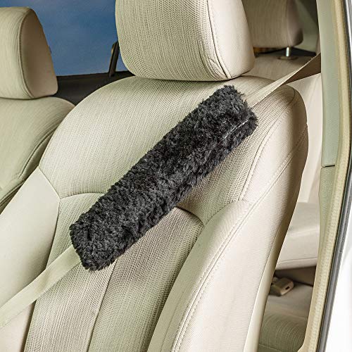 Engel Worldwide Twin Pack! Soft, Comfortable Universal Fitting Genuine Merino Sheepskin Seat Belt Shoulder Cover Pads for Adults, Children, Youth. Multiple Colors Available (Charcoal) - color: Charcoal