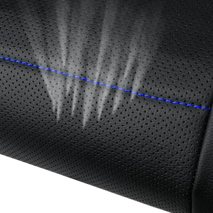 CAR PASS Universal FIT Piping Leather Car Seat Cover, for suvs,Van,Trucks,Airbag Compatible,Inside Zipper Design and Reserved Opening Holes (Full Set, Black and Blue) - color: Blue Black