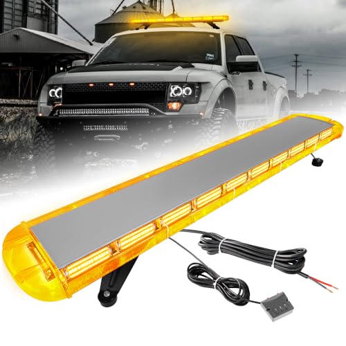 ASPL 46 inch 220 LED Rooftop Low Profile Strobe Light Bar Emergency Warning Beacon Car Hazard Flashing Construction Roof Lights Bars for Trucks Tow Automotive Construction Vehicle (Amber - color: Amber