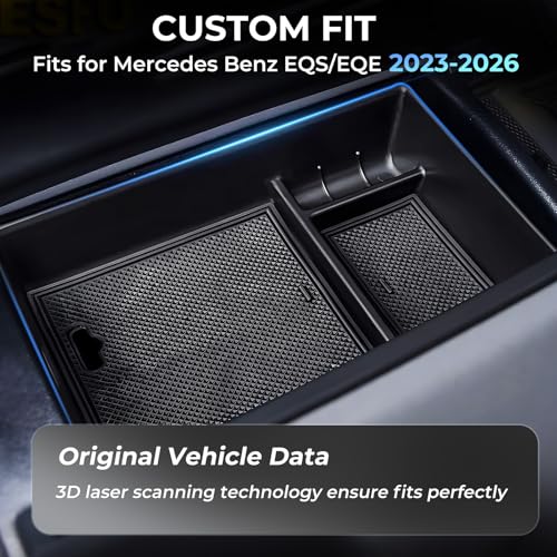 Center Console Organizer Tray Storage Box for Mercedes Benz EQS 450+ 400 580 AMG SUV/EQE 350 350+ 500, Interior Accessories Insert Tray Storage Box for 2026 2025 2024 2023 EQS/EQE, Black - style: 1) Fits for 2023-2026 EQS/EQE, Center