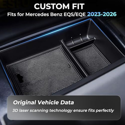Center Console Organizer Tray Storage Box for Mercedes Benz EQS 450+ 400 580 AMG SUV/EQE 350 350+ 500, Interior Accessories Insert Tray Storage Box for 2026 2025 2024 2023 EQS/EQE, Black - style: 1) Fits for 2023-2026 EQS/EQE, Center