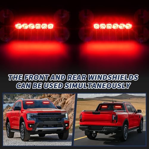 4X 6.1 inch Emergency Strobe Lights Red 24 LED Waterproof Hazard Warning Flashing Safety Dash Front/Rear/Side Windshield Lights for Volunteer Firefighter Vehicles POV Trucks - color: Red