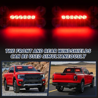 4X 6.1 inch Emergency Strobe Lights Red 24 LED Waterproof Hazard Warning Flashing Safety Dash Front/Rear/Side Windshield Lights for Volunteer Firefighter Vehicles POV Trucks - color: Red