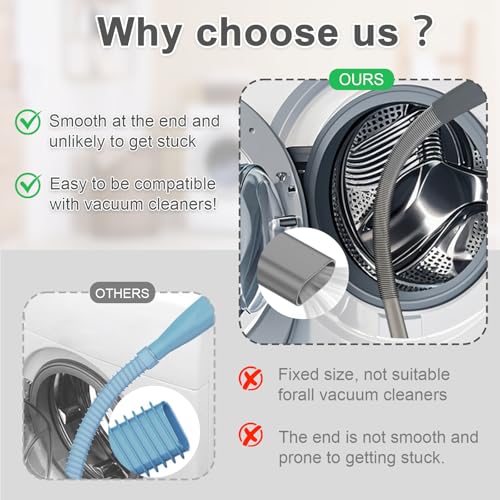 Upgraded Dryer Vent Cleaner: Universal Vacuum Hose Kit Attachment for Lint Removal Fits All Vacuums Cleaner Dryer Cleaning Tools for Clogged Ducts (Grey) - color: Gray