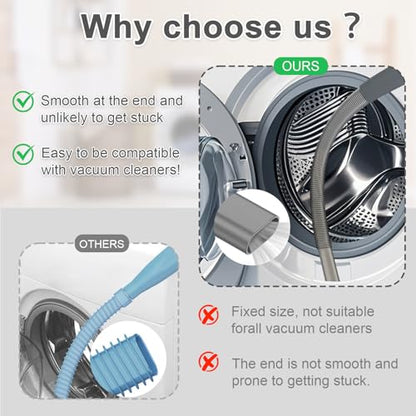 Upgraded Dryer Vent Cleaner: Universal Vacuum Hose Kit Attachment for Lint Removal Fits All Vacuums Cleaner Dryer Cleaning Tools for Clogged Ducts (Grey) - color: Gray