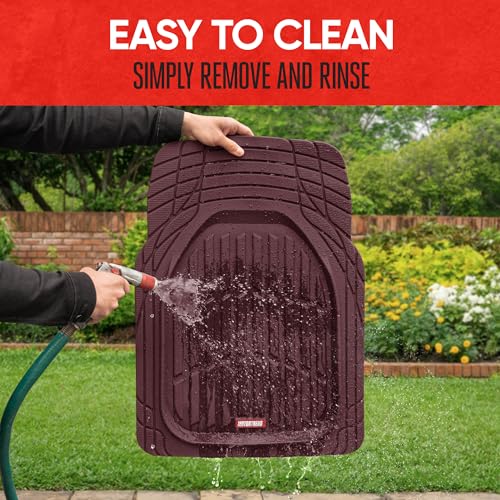 BDK Red All Weather Heavy Duty Car Floor Mats Interior Liners for Auto Van Truck SUV, Heavy Duty All Weather Protection, Fits Front & Rear - color: 4pc Deep Dish