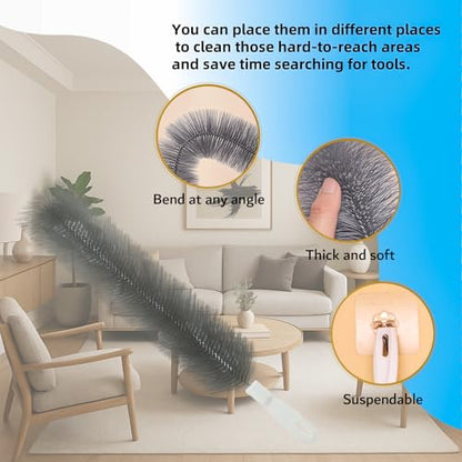 Fan Cleaning Brush, Bendable Fan Duster Fans Cleaner for Your Electric Fans Reusable Dust Cleaner Microfiber Head Dusting Brush for Air Conditioning, Home Car Vents, Curtain, Shutters 2 Pcs Grey - color: Gray