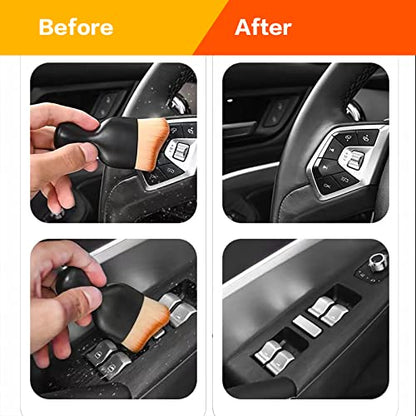 AOCISKA Car Interior Detailing Brush,Soft Bristle Cleaning Brush Car Detailing Brush Dusting Brush,Car Interior Cleaning Tool,Auto Detail Brush Car Dash Duster Brush (Black&Pink with Cap) - color: Black&pink With Cap