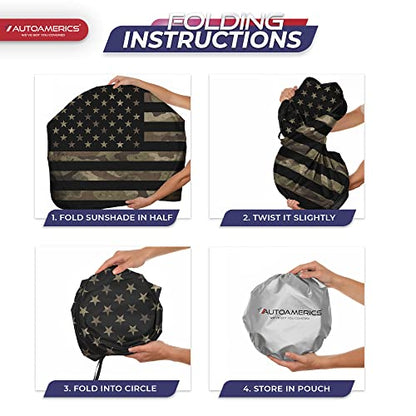 Autoamerics 1-Piece Windshield Sun Shade Dark Camo American Flag USA Design - Foldable Car Front Window Sunshade for Most Sedans SUV Truck - Blocks Max UV Rays and Keeps Your Vehicle Cool - Large - color: USA DARK CAMO FLAG, size: LARGE = 64 x 33.5 inches