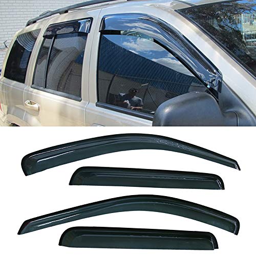 4pcs Sun Rain Wind Guard Window Visor Shade Wind Deflectors Compatible with 2005-2010 Grand Cherokee 94243 - size: for 2005-2010 Jeep Grand Cherokee
